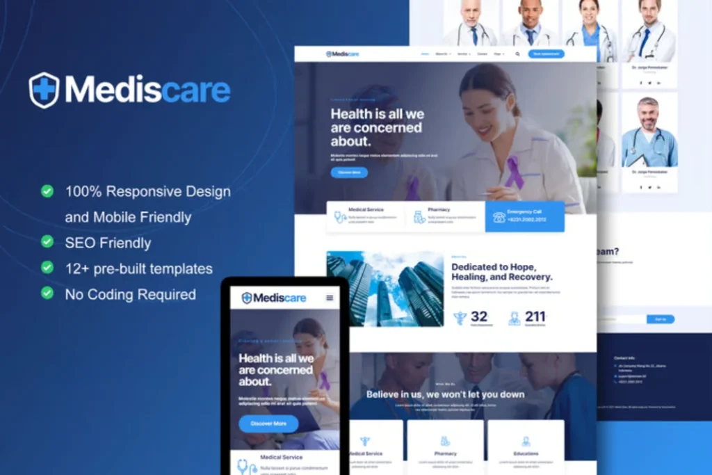 Exemple de site web Médical et clinique - modèle 1 par Alpha Digital