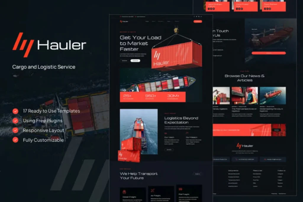Exemple de site web Logistique & Transport - modèle 12
